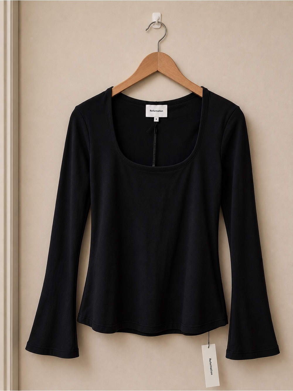 NWT Reformation Devon knit top Elegant Black Long Sleeve Top